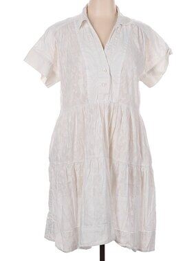 ME + EM Short Sleeve, White Floral Print Dress and Slip, Size 12